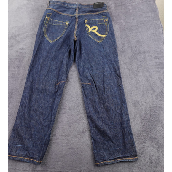 Rocawear‎ Jeans Mens 36 Blue Denim Straight Leg Embroidered Back Pocket Hip Hop - Picture 2 of 11